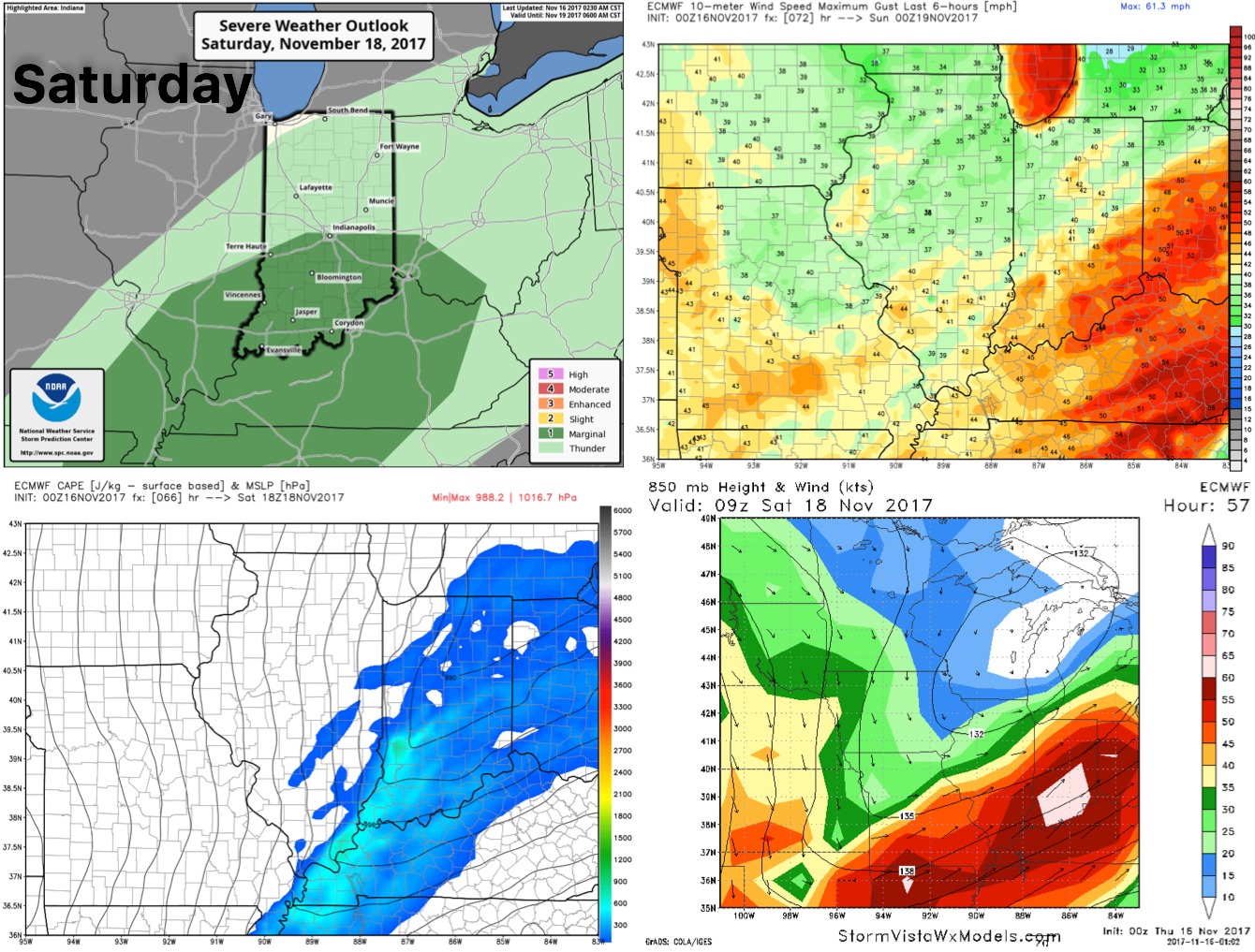 11-16-17 Indiana: Targeting gusty storms & heavy rainfall Saturday…latest details here! K.