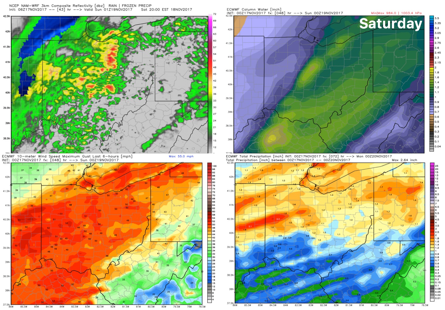 11-17-17 Ohio: Very gusty Sat…heavy, wet snow showers possible on the backside as well…details here! K.