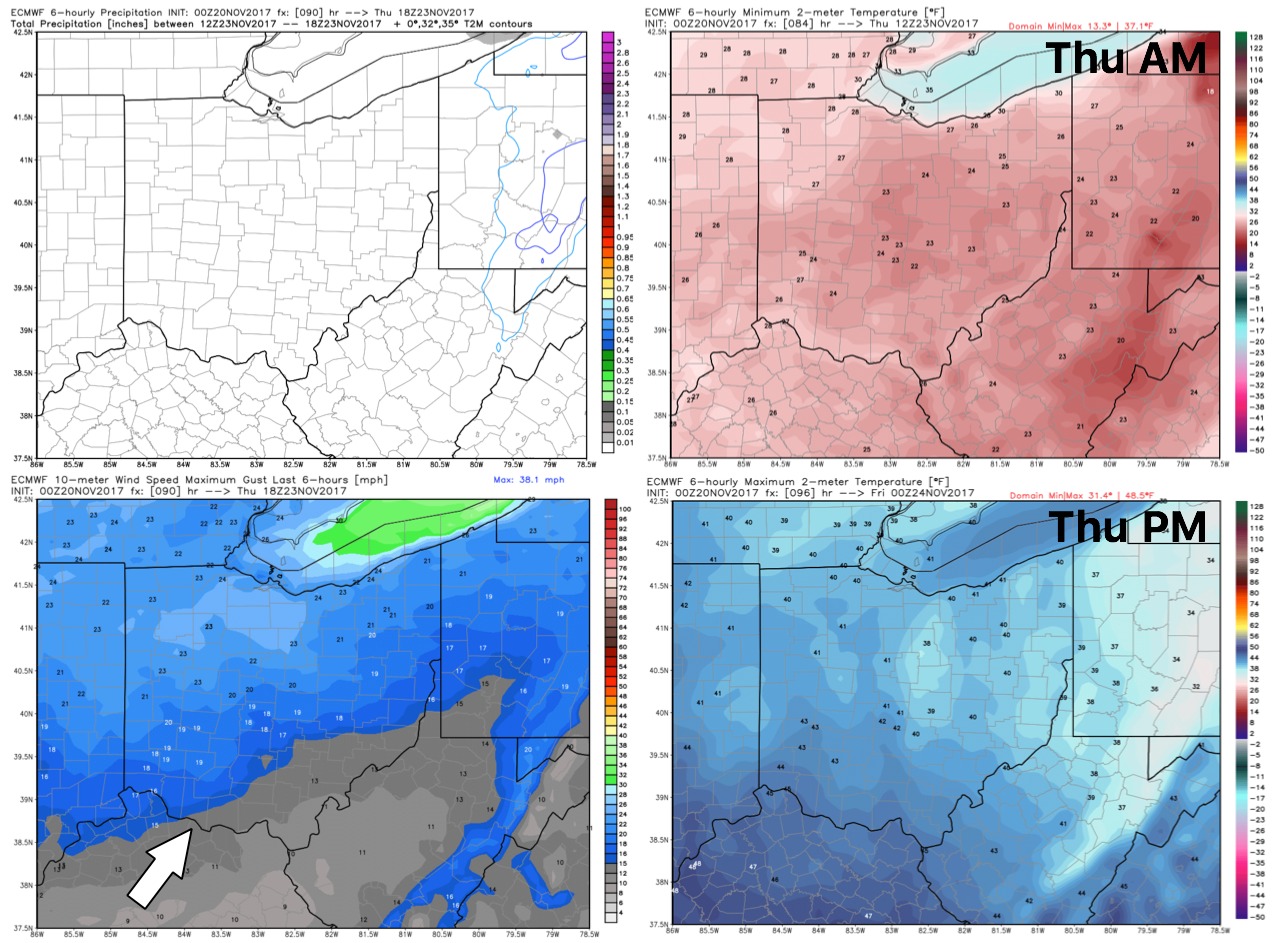 11-20-17 Ohio: Light showers possible later Tuesday…updated Thanksgiving week forecast! K.