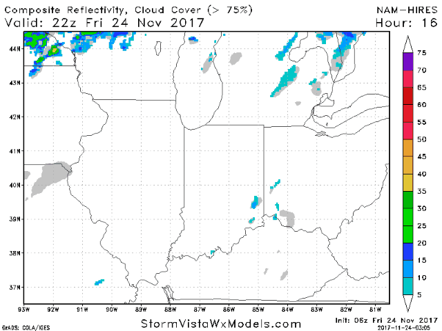 11-24-17 Ohio Valley: A few sprinkles possible late tonight…warming trend heading into early Dec? Details here! K.
