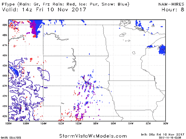 11-10-17 Northern Plains Regional Update: Cold, benign pattern this weekend, trending warmer next week. E.