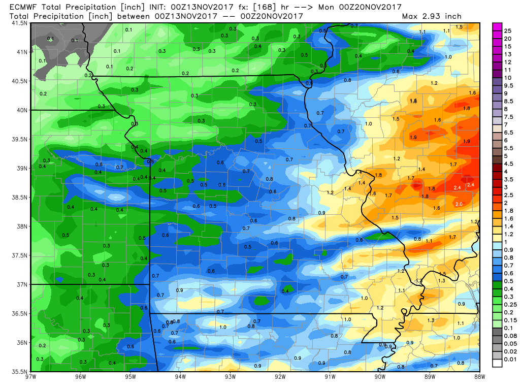 11-13-17 Missouri: “Warmer” this week…eyeing late week potential strong storm threat. K.