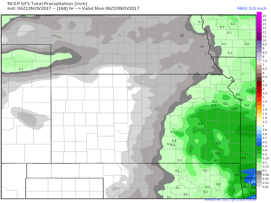 11-13-17 Kansas Update: Some light rain/drizzle southeast, warming trend this week for many! E.