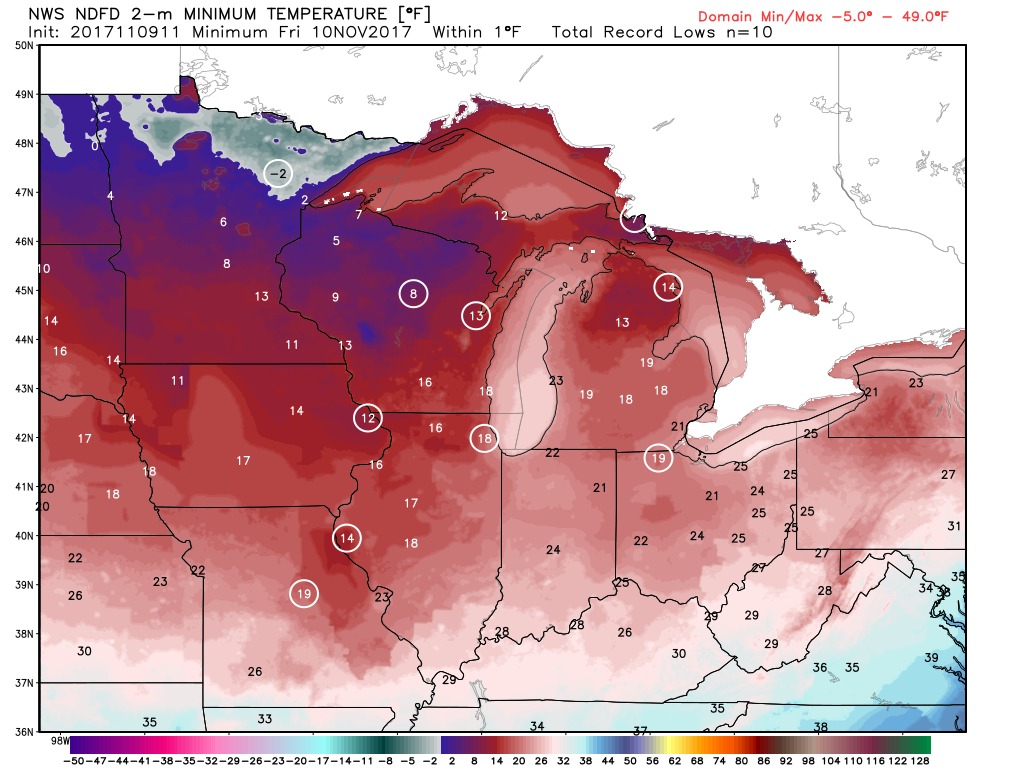11-9-17 Missouri: Very chilly waking up Friday AM…targeting weekend rain chances north. K.