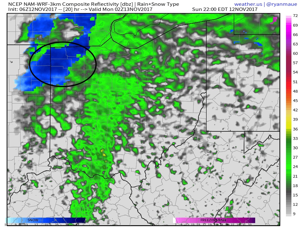 11-12-17 Ohio Update: Wintry mix northwest tonight, rain for most…details here. E.