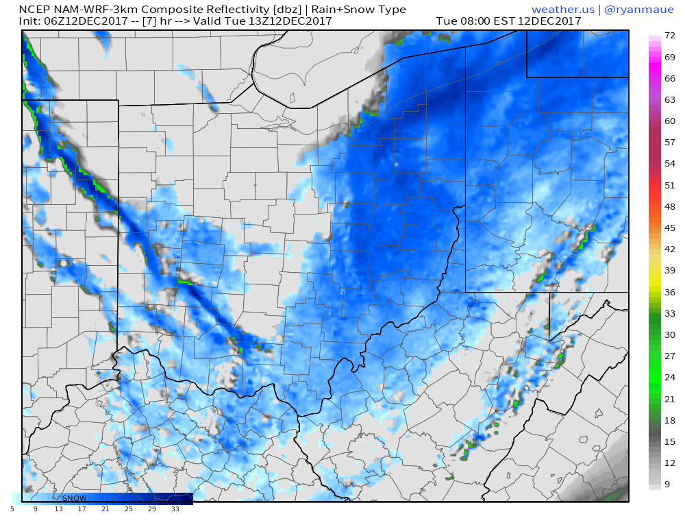 12-12-17 Ohio: Accumulating snow likely over the next 2-3 days…all the details here! K.