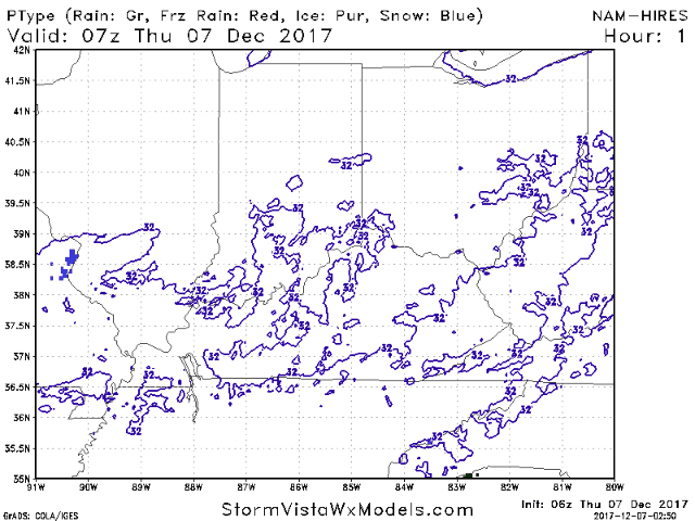 12-7-17 Ohio: Update on accumulating snowfall on Saturday…refreeze possible Sunday AM? K.