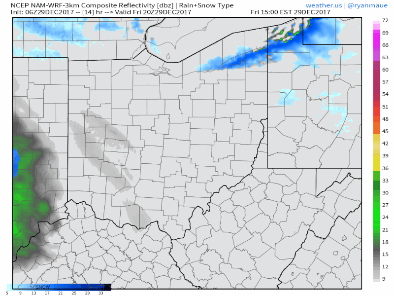 12-29-17 Ohio: Accumulating snowfall works east today and lingers thru Sat…sneaky snow NYE? Latest here! K.