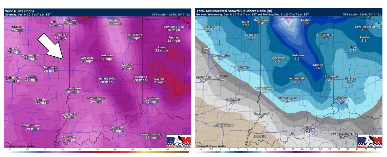 12-6-17 Wed PM Vincennes / Seymour short-term update on accumulating snowfall this weekend. K.