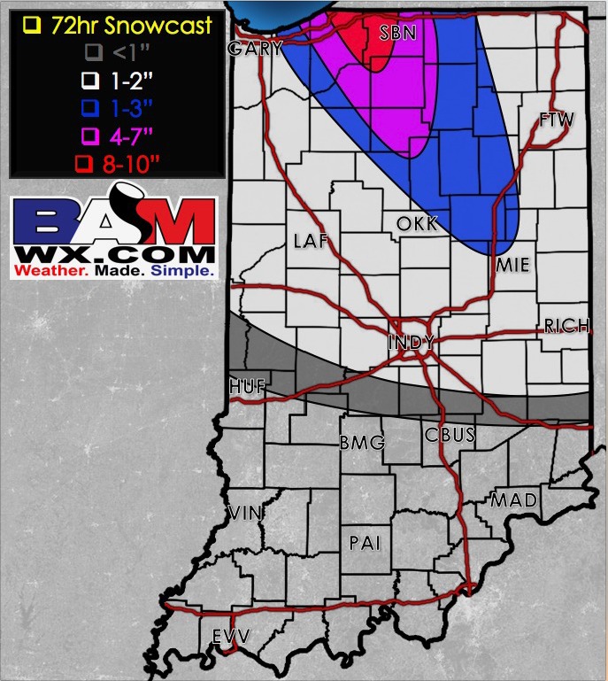 12-7-17 La Porte District Forecast – Eyeing localized heavy bands of snow on Saturday…details here. K.