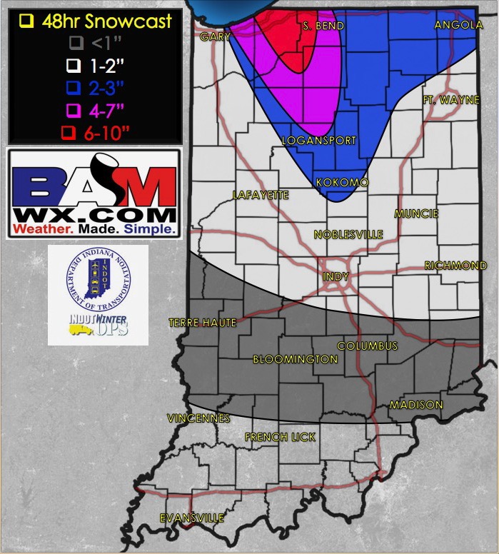 12-8-17 Indiana: Accumulating snowfall works in Sat…latest details here. K.