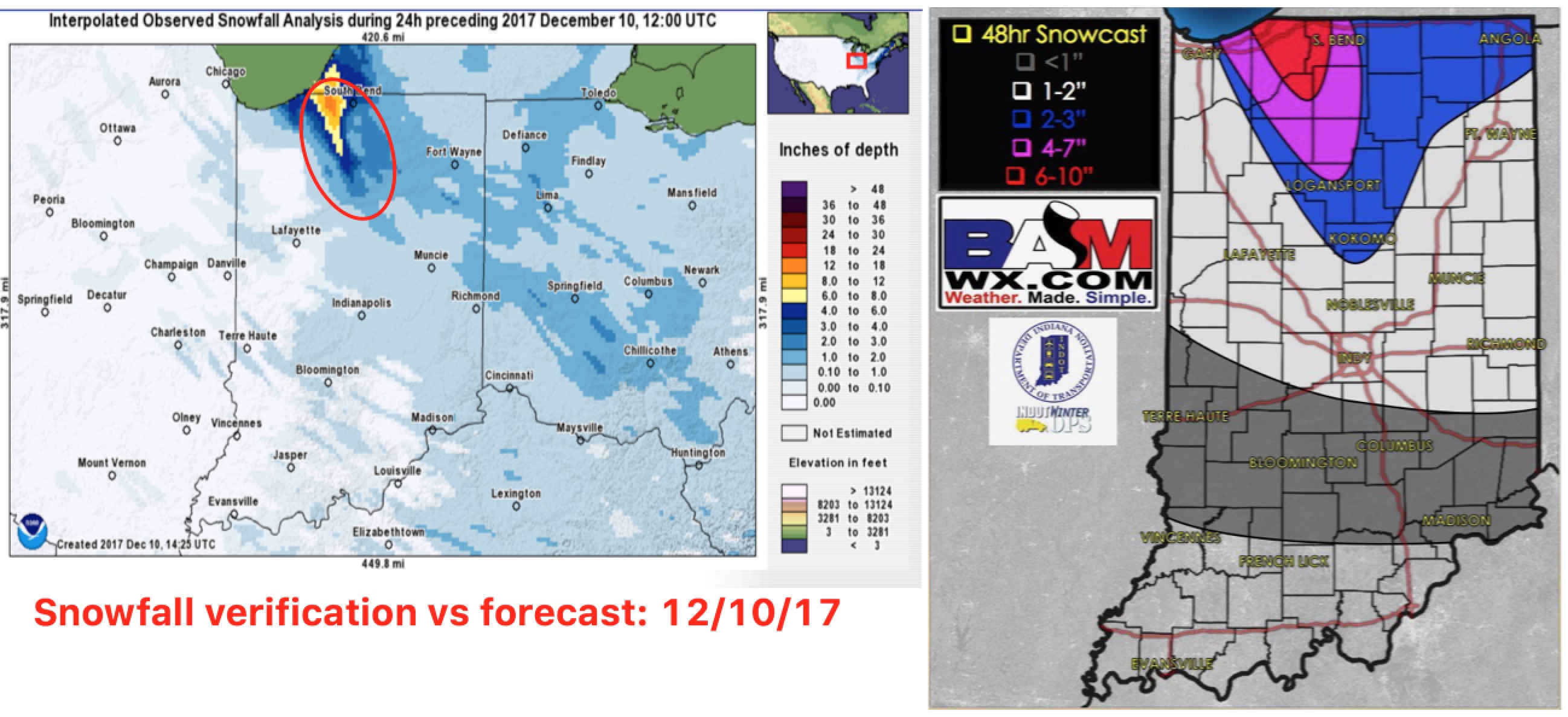 12-10-17 LaPorte/Ft. Wayne Update – Snowfall Verification + Timing Additional Snow next 60 hours