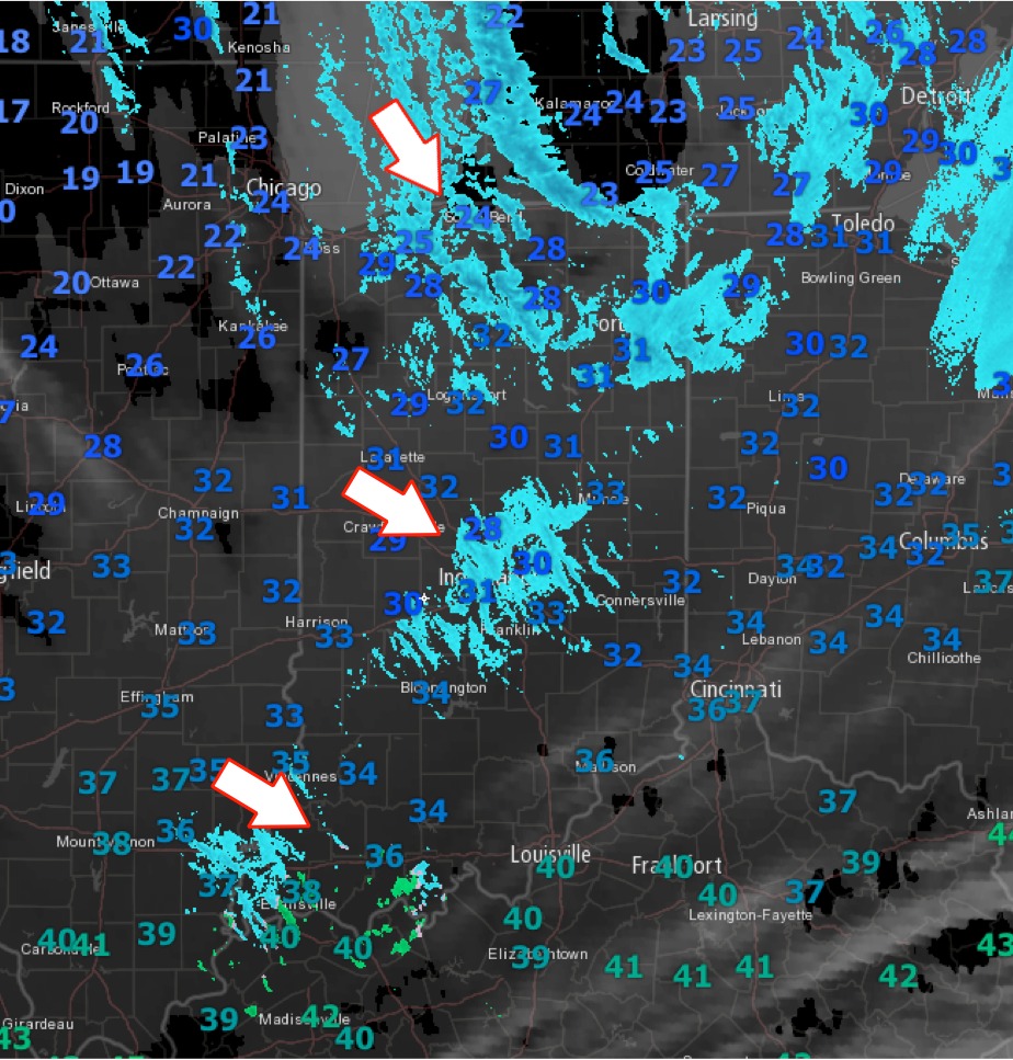 12-12-17 Crawfordsville & Greenfield District Forecast…Temps crashing with slick spots this AM. K.