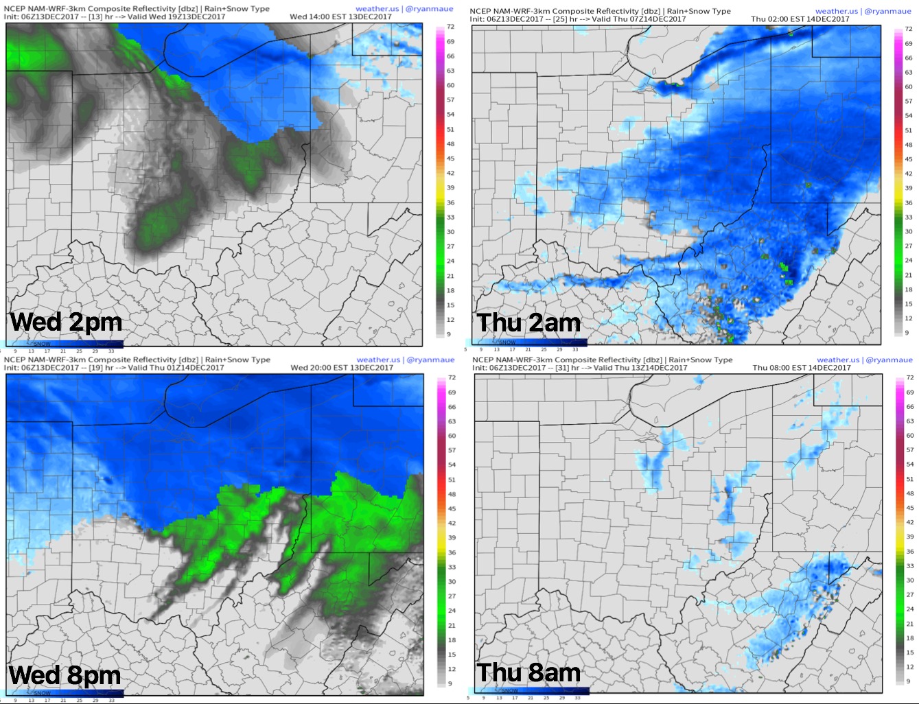 12-13-17 Ohio: Discussing additional accumulating snowfall into Friday mainly north of I-70…details here! K.