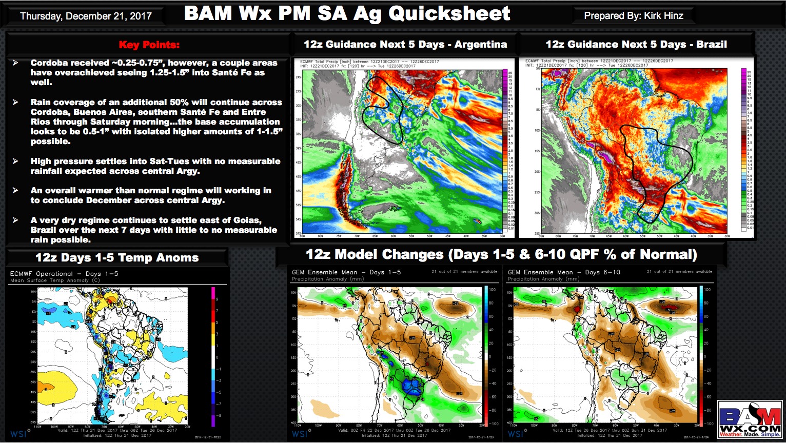 12-21-17 Afternoon South America Ag Weather Check-up. K.