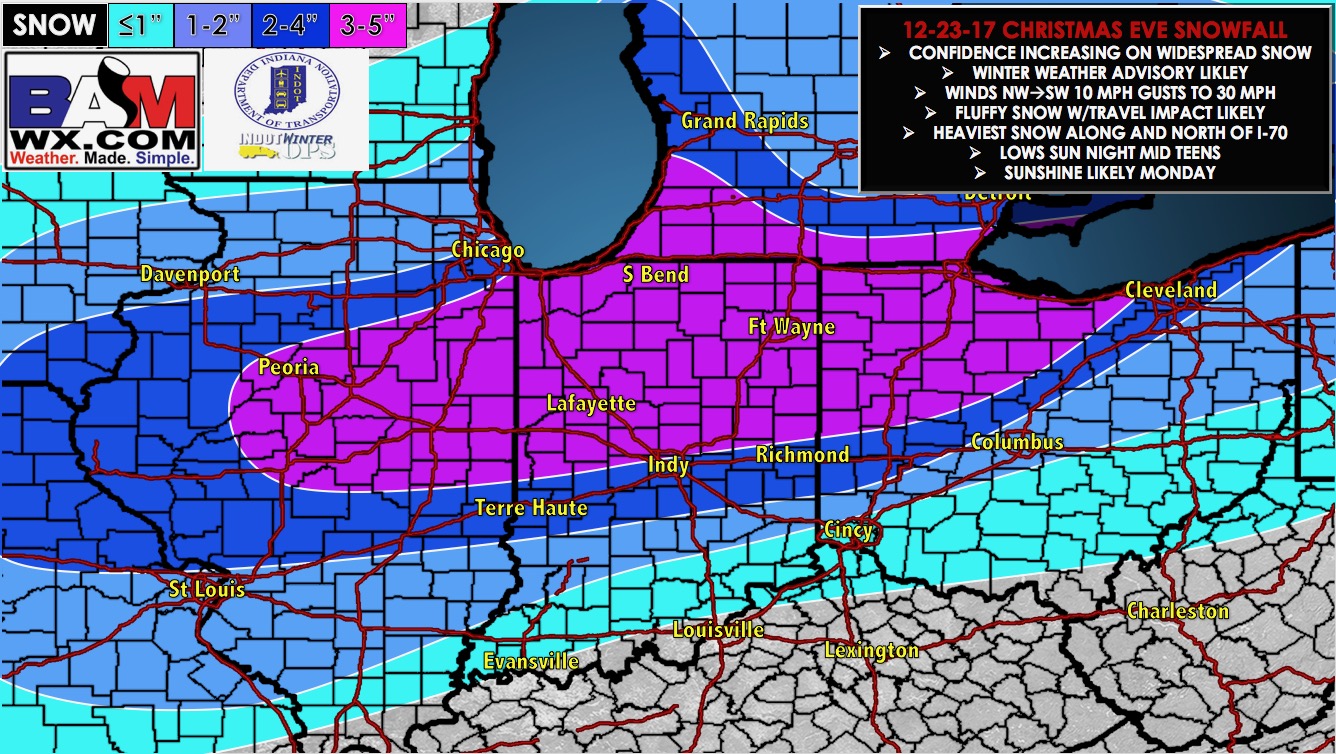 12-23-17 Indiana: High confidence of accumulating snowfall on Christmas Eve…latest details here! K.
