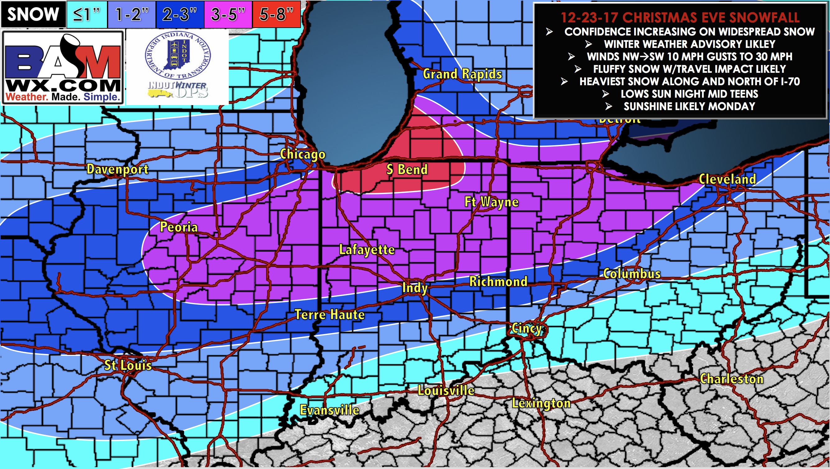 12-23-17 Evening Forecast Update On Timing And Snowfall Accumulations. Forecast Looks Great. M.