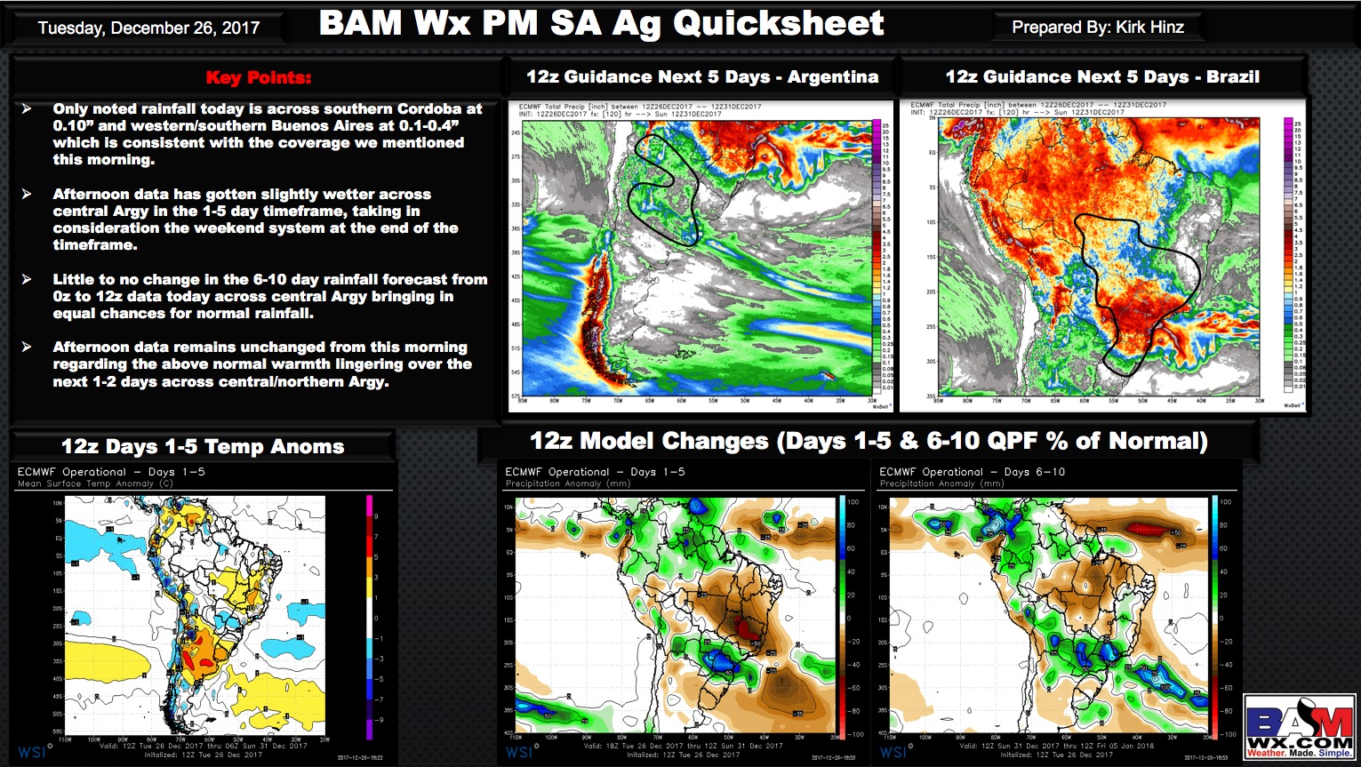 12-26-17 Afternoon South America Ag Weather Check-up. K.