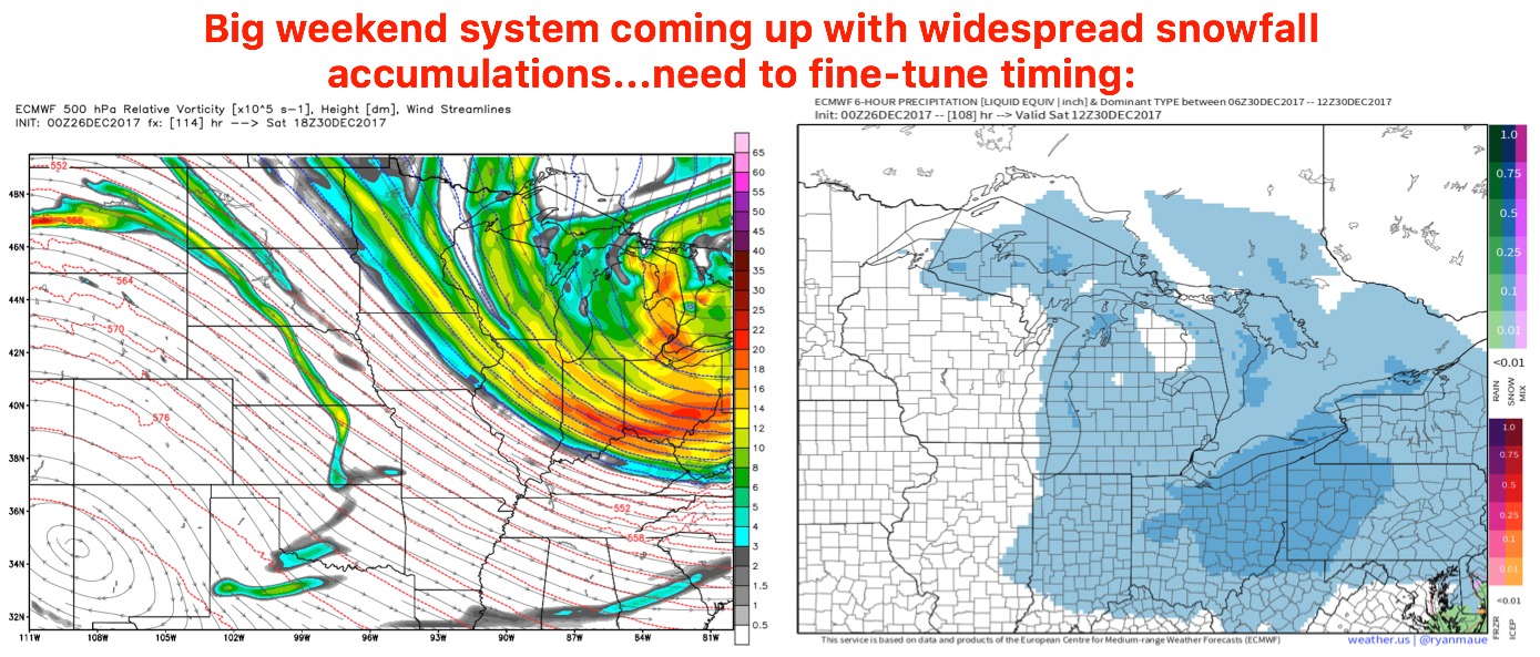 12-26-17 Ohio: Very cold week ahead…targeting a potent weekend snowmaker…details here! K.