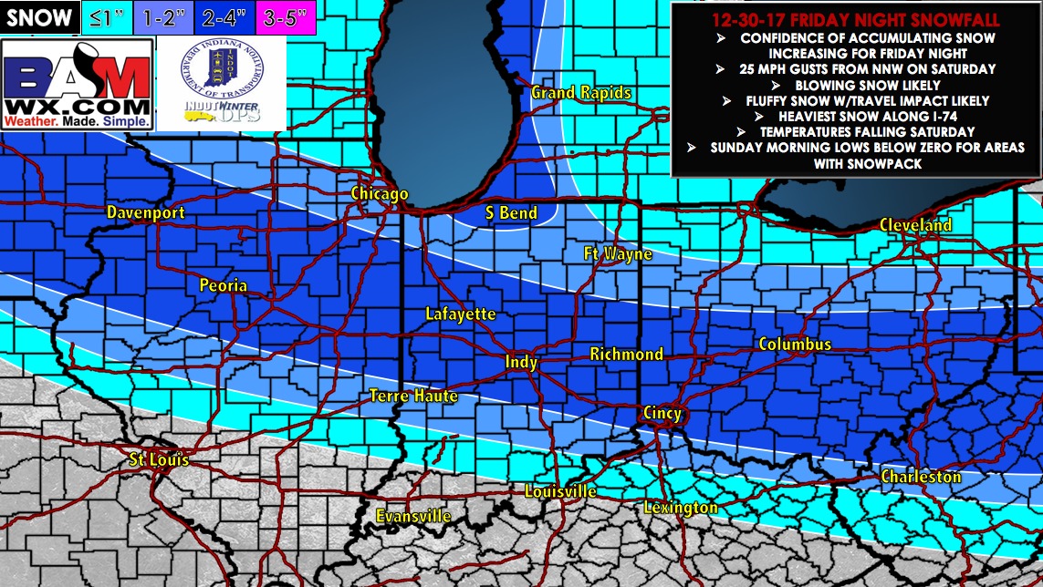 12-27-17 Southern INDOT Update: Tracking the potential for multiple light snow events. B.
