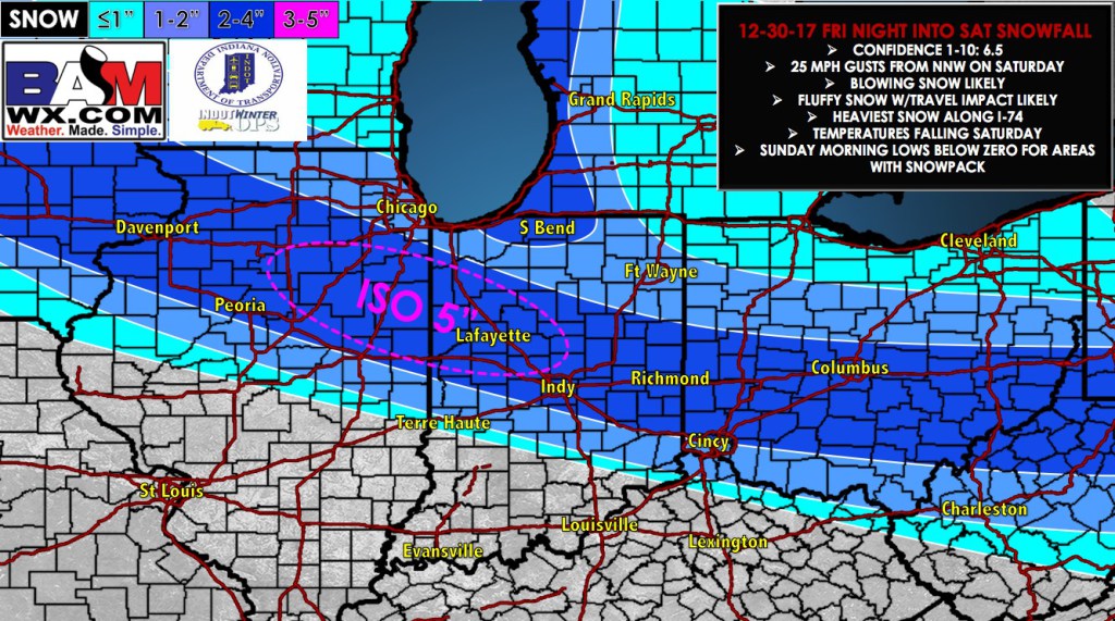 12-28-17 Accumulating Snow Likely Friday Evening. Dangerously Cold Behind It. Details Here. M.