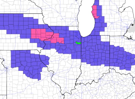 12-29-17 Illinois Forecast: Swath of accumulating snowfall today…brutal cold air settles in to open 2018!