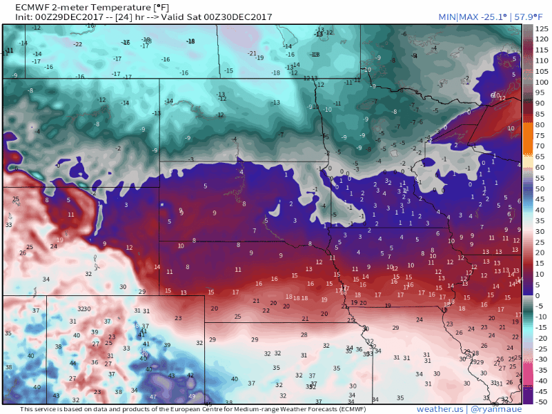 12-29-17 Northern Plains: Active weekend. Dangerous cold arrives tonight! B.
