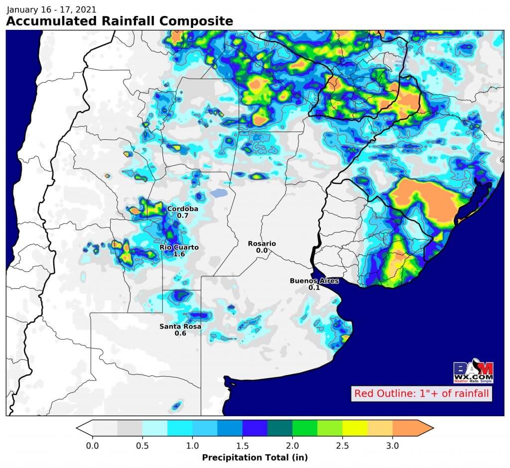 1-18-21 South America: Recapping weekends rains + discussing latest precipitation trends into early February. K.