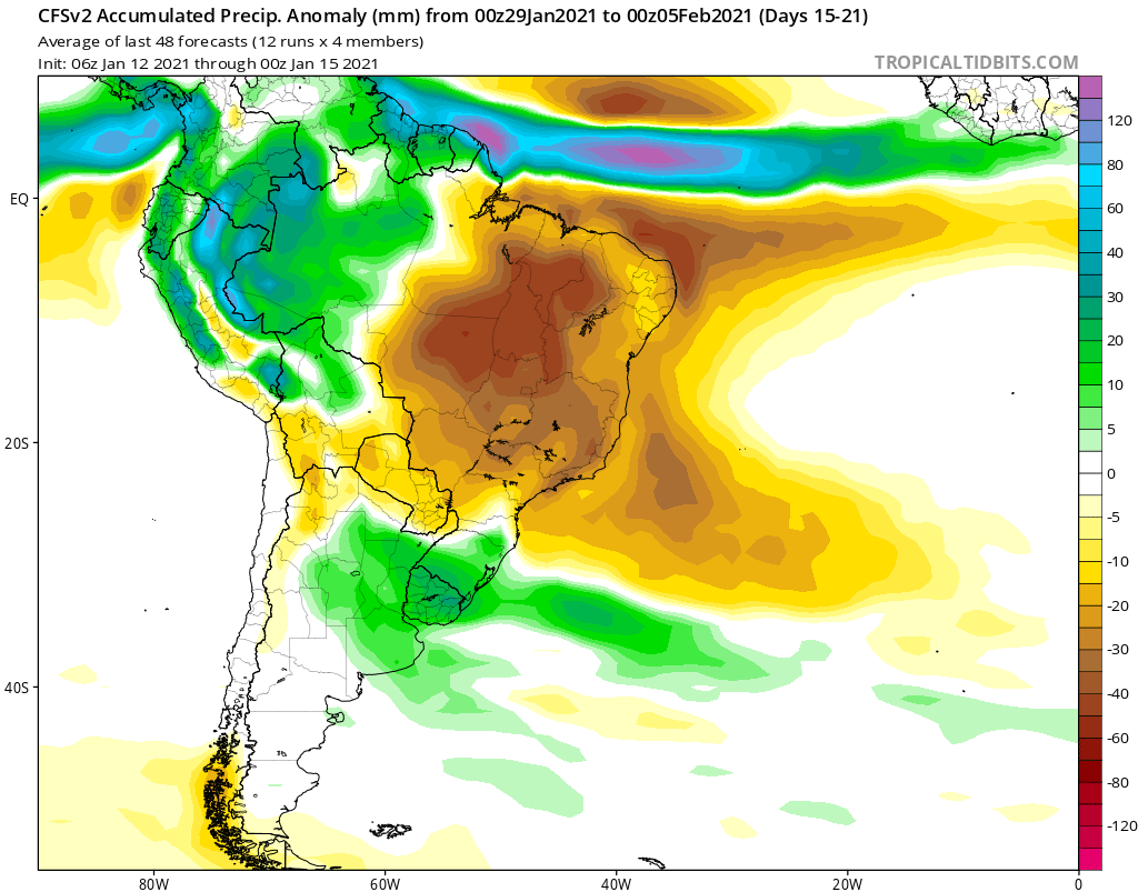 1-15-21 South America: Discussing some differences in our forecast vs latest model guidance today for pattern ahead. K.