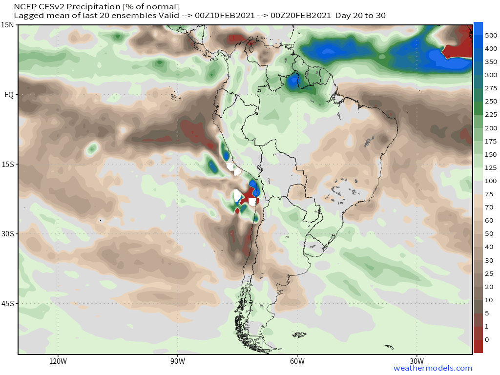 1-21-21 South America: Pattern flipping from north to south late January to early February…latest details here. K.
