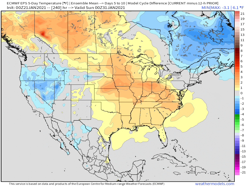 1-21-21 Early AM Energy Report: Overnight data corrects back to warmer. Discussing the warm pattern drivers. B.