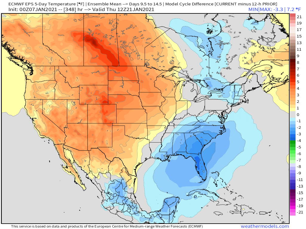 1-7-21 Early AM Energy Report: Slight cooler trends in the east overnight. Pattern idea remains on track. B.