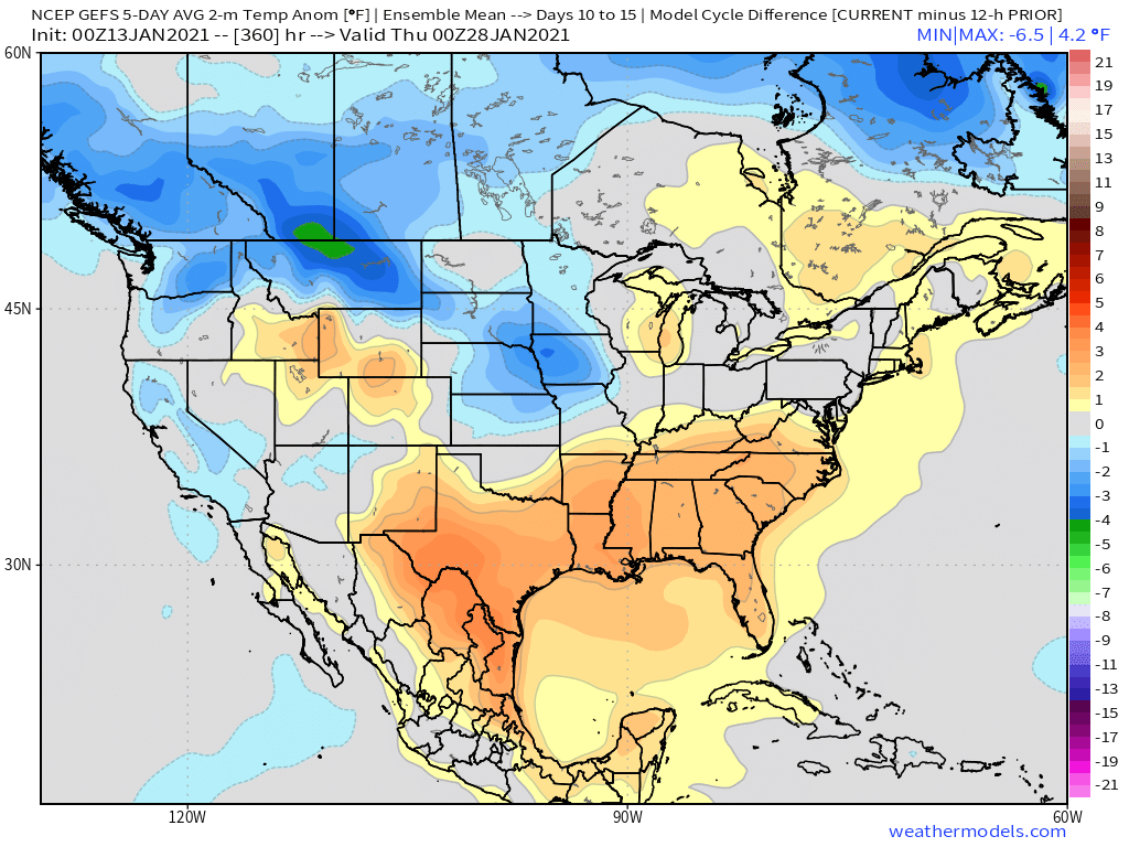 1-13-21 Early AM Energy Report: Warmer trends SE on America data overnight. Timing out the pattern change and forecast risks. B.