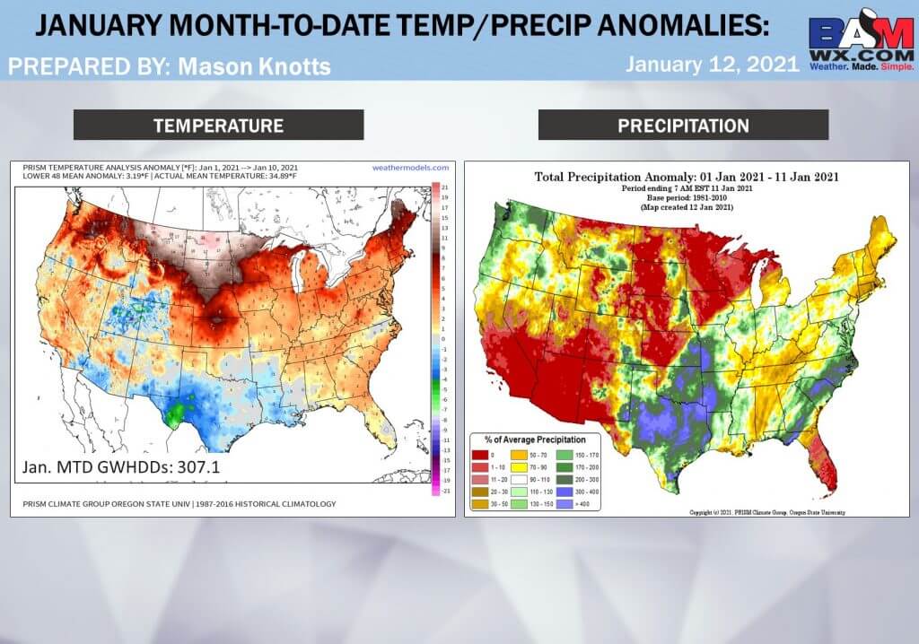 1-12-21 Long-range: Pattern change arrives to close week 2. Updated week’s 3/4 forecast + discussing risks for a warmer February. B.