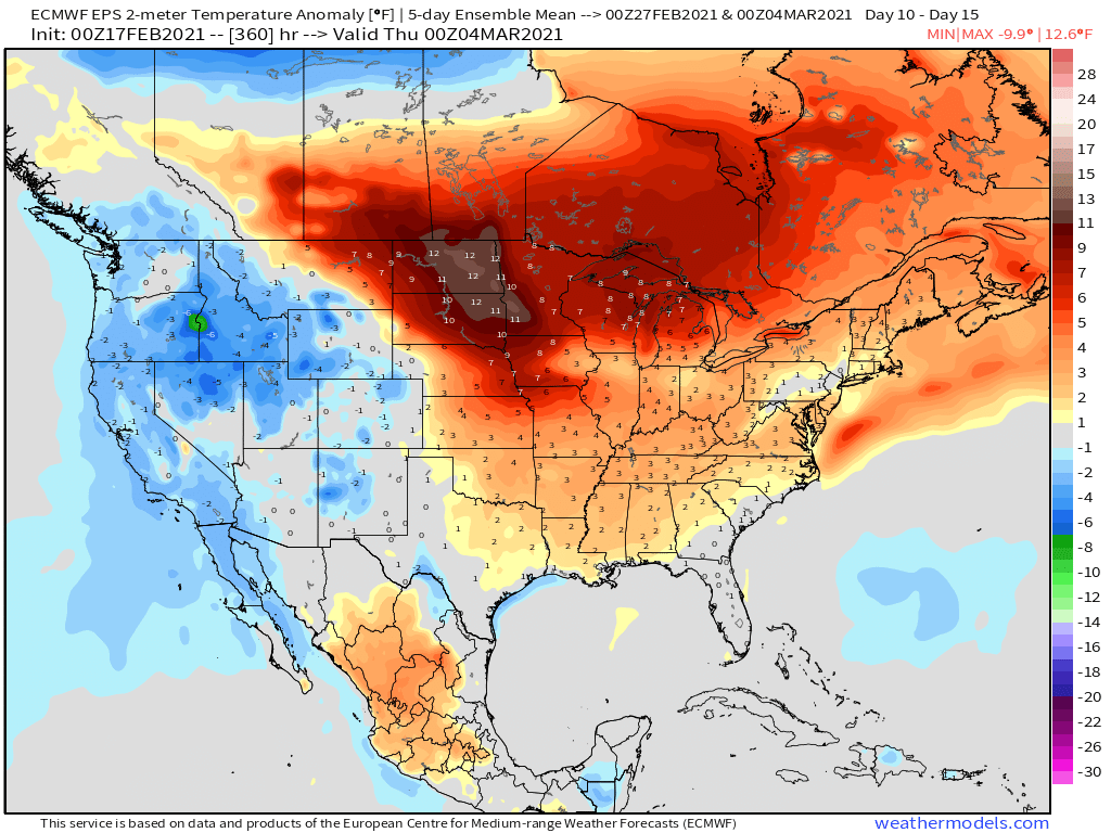 2-17-21 Early AM Energy Report: Mild pattern on the horizon as cold exits this weekend/early next week. B.