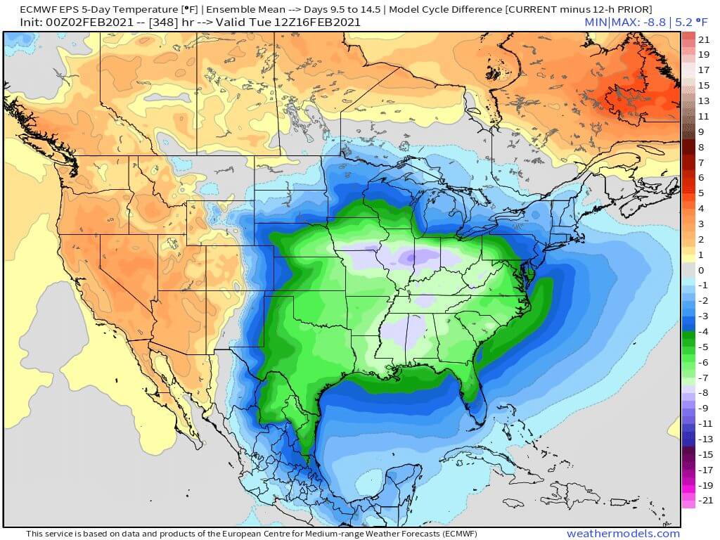 2-2-21 Early AM Energy Report: Major colder trends continue, memorable arctic blast for second week of February. B.