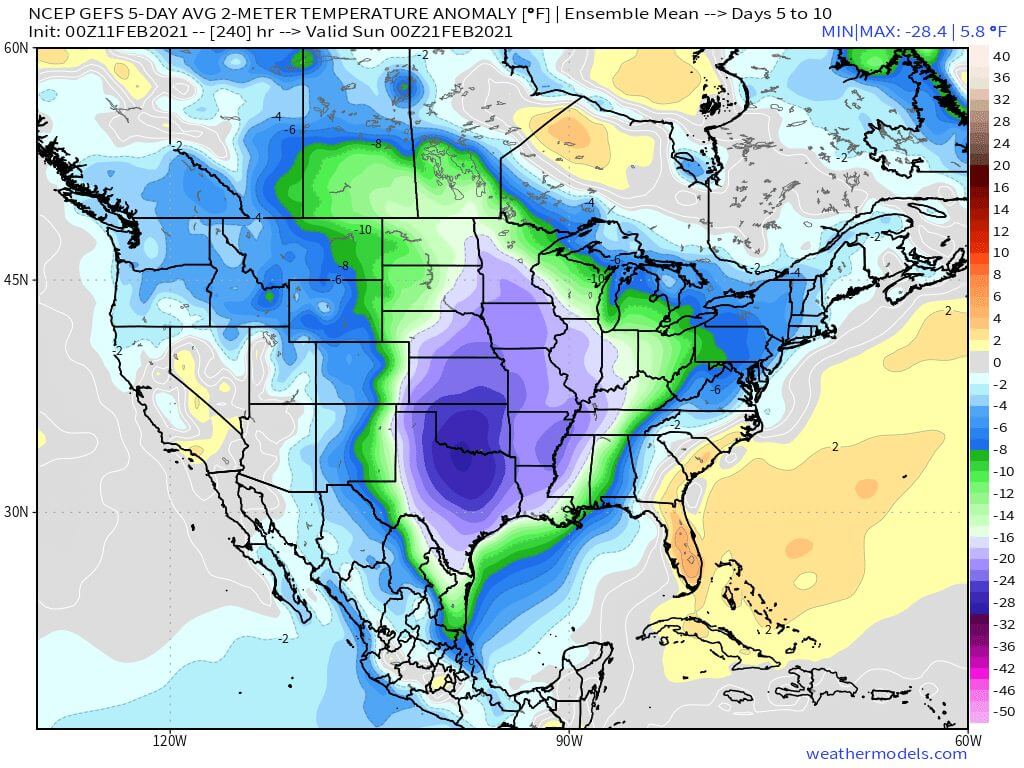 2-11-21 Early AM Energy Report: Extreme cold in the short-term. Moderation late month, but different model ideas about the pattern shift orientation. B.