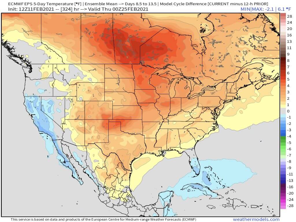 2-11-21 PM Energy Report: Warmer mid-day model trends. Discussing what risks to the forecast and moderation coming. B.