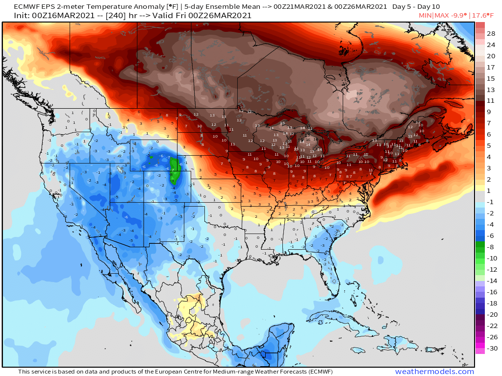 3-16-21 Early AM Energy Report: Increasing +NAO/AO signals. Pattern thoughts remain steady for late March. B.