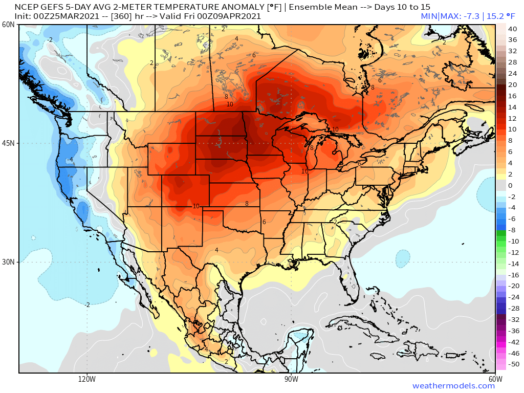 3-25-21 Early AM Energy Report: Central US warmth builds in early April. Details here. B.