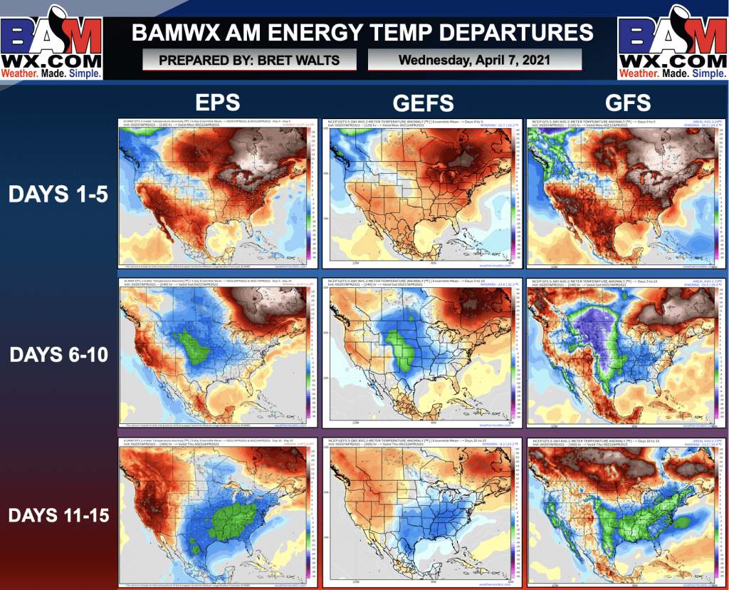 4-7-21 Early AM Energy Report: Latest details on more potent shot of cooler air mid-late April. B.