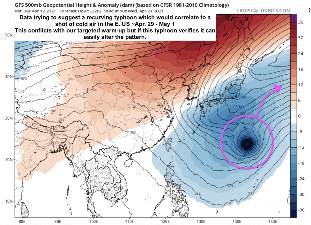 4-12-21 Long-range: Impactful frost/freeze threat through next week. Details here. M.