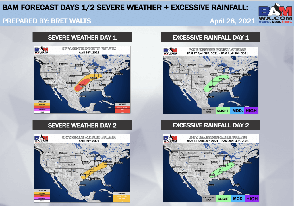 4-28-21 Long-range: Discussing short-term heavy rainfall/strong storm threats + latest forecast thoughts into May. K.