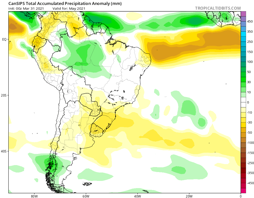 4-23-21 South America: Diving deeper into the May pattern today…Brazil dryness continues to be a big concern ahead. K.