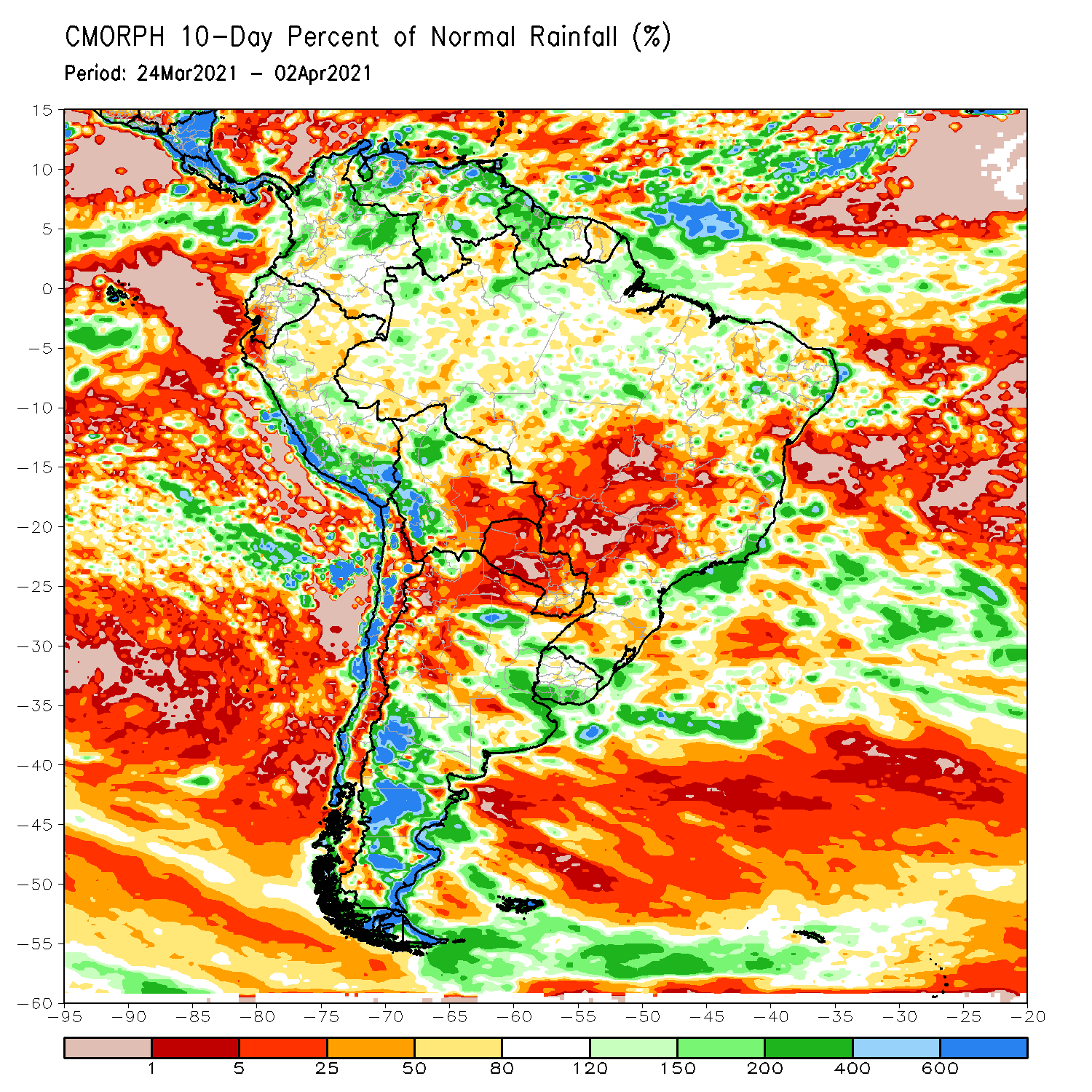 4-5-21 South America: Detailed analysis of precipitation potential over the next 2 weeks. K.