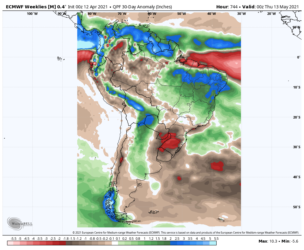 4-13-21 South America: Overall think pattern rather locked in into early/mid May…details here. K.