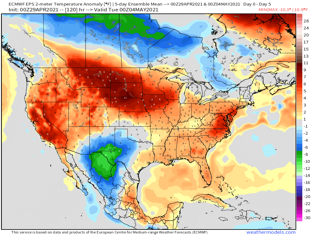 4-29-21 Early AM Energy Report: Notable cooler trends yesterday. Discussing the validity of these trends and where models may be struggling. B.