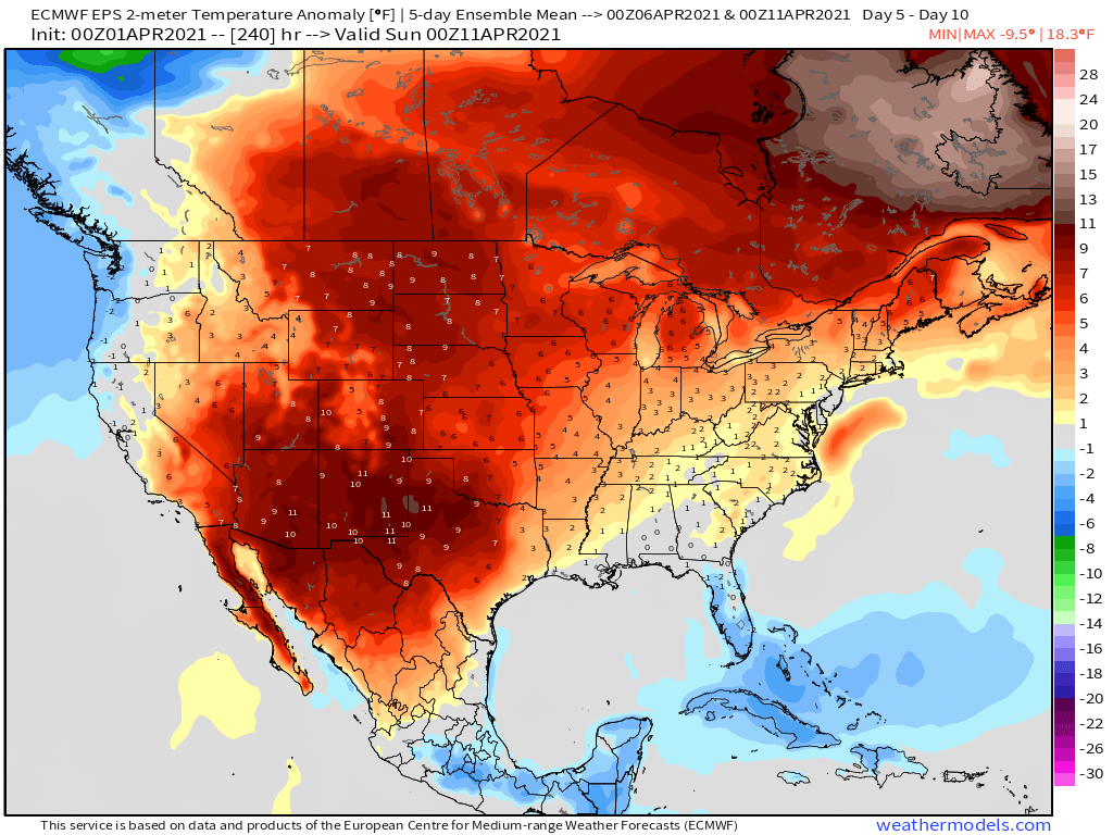 4-1-21 Early AM Energy Report: Model volatility increases. Discussing cooler data trends & risks for Mid-April. B.