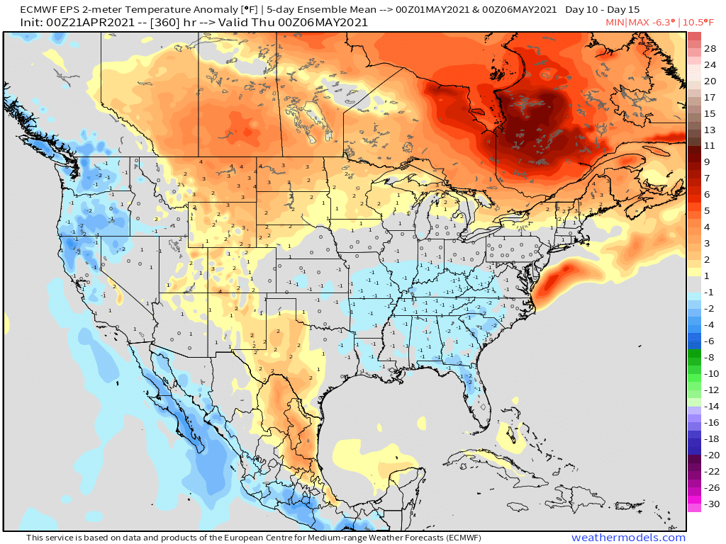4-21-21 Early AM Energy Report: Big differences in model data for early May. Our latest thoughts here. B.