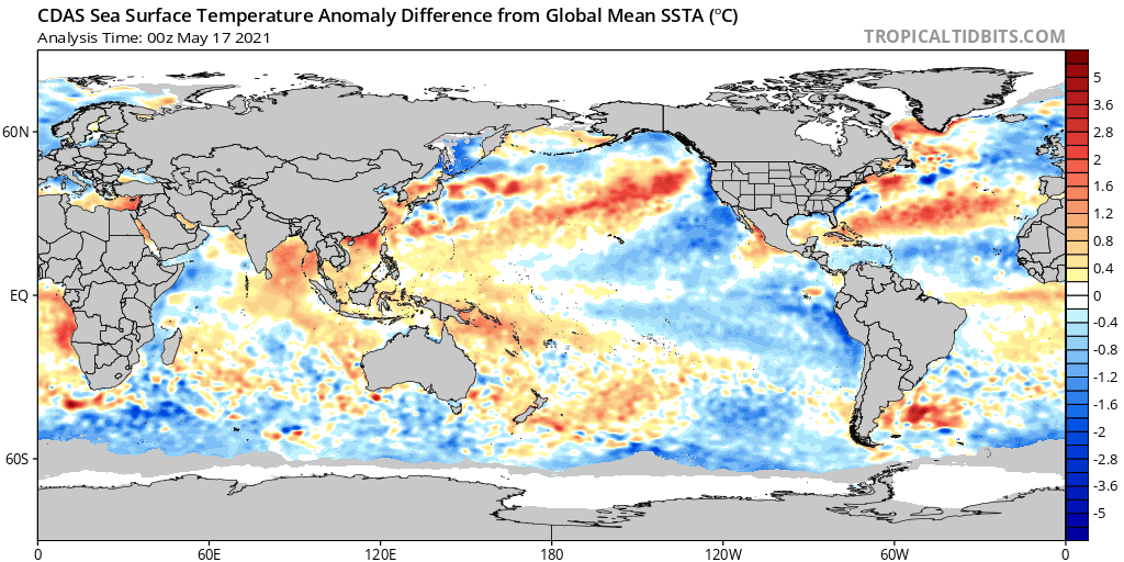 5-17-21 South America: Discussing latest sea-surface temp pattern, atmospheric pattern drivers for forecast next 2 weeks+. K.